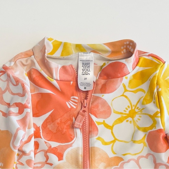CARTER’S Just One You Long sleeve Floral Rashguard Girls 3T Swimsuit - Like New - Picture 3 of 5